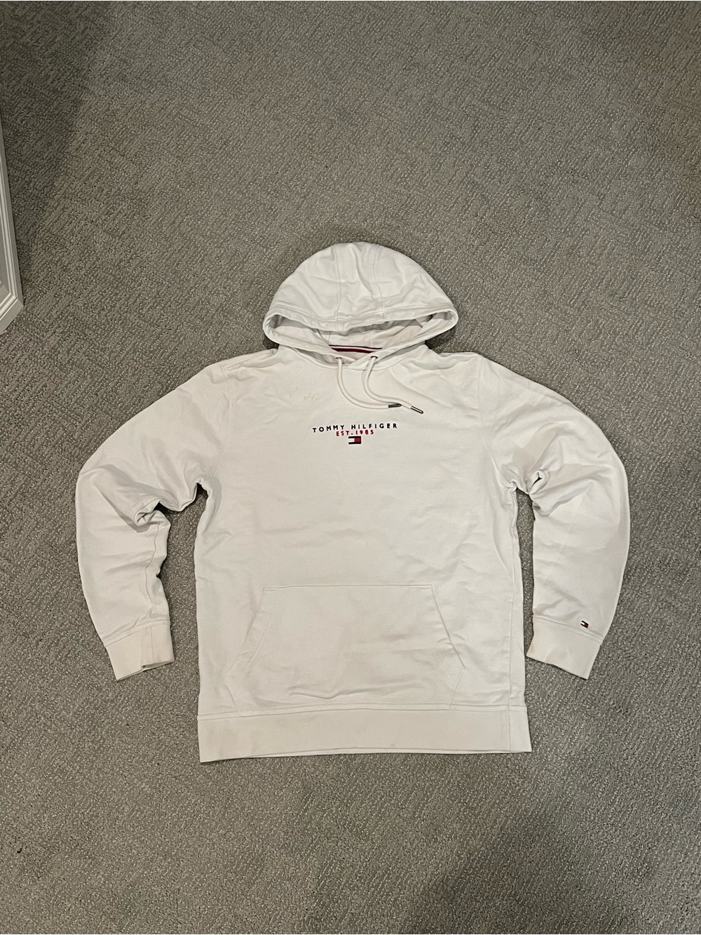 Tommy Hilfiger White Pullover Hoodie with Logo